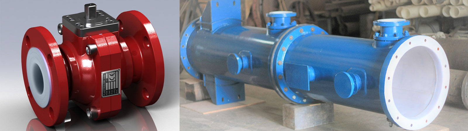 PLASTRULON: PTFE/PFA/TEFLON lined pipes valves tanks columns
